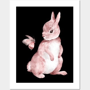 Bunny and butterfly tshirt Posters and Art